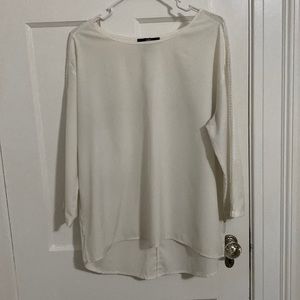 ABS Platinum white long sleeve blouse with cutouts on sleeves